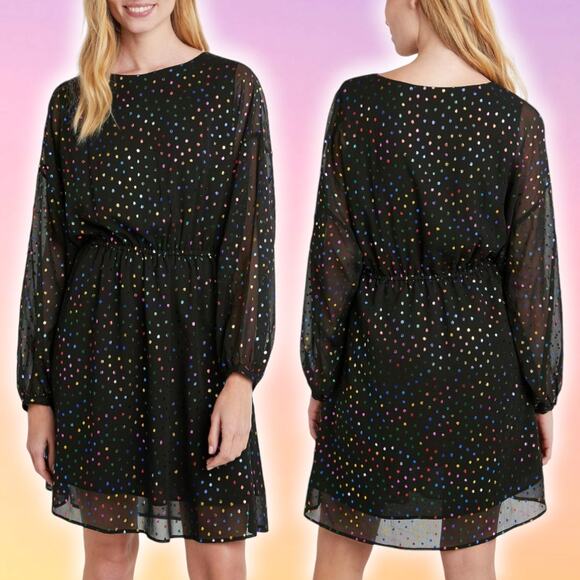 DESIGUAL Emporda Festive Season Dress w/ Metallic Multicoloured Spots Sz XS - Picture 1 of 13